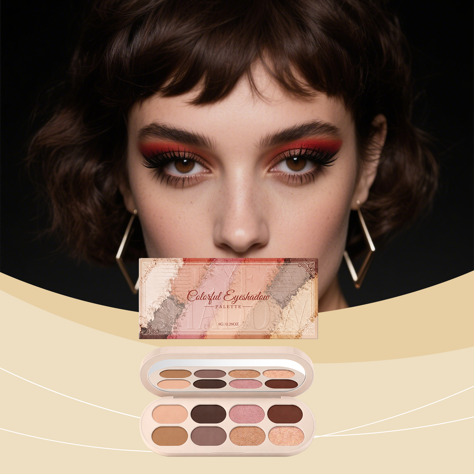 Colorful Eyeshadow Palette Light Glossy Pigmented Mini Fine Powder Rich Shades Daily Office Suitable Compact Smooth Delicate Vibrant