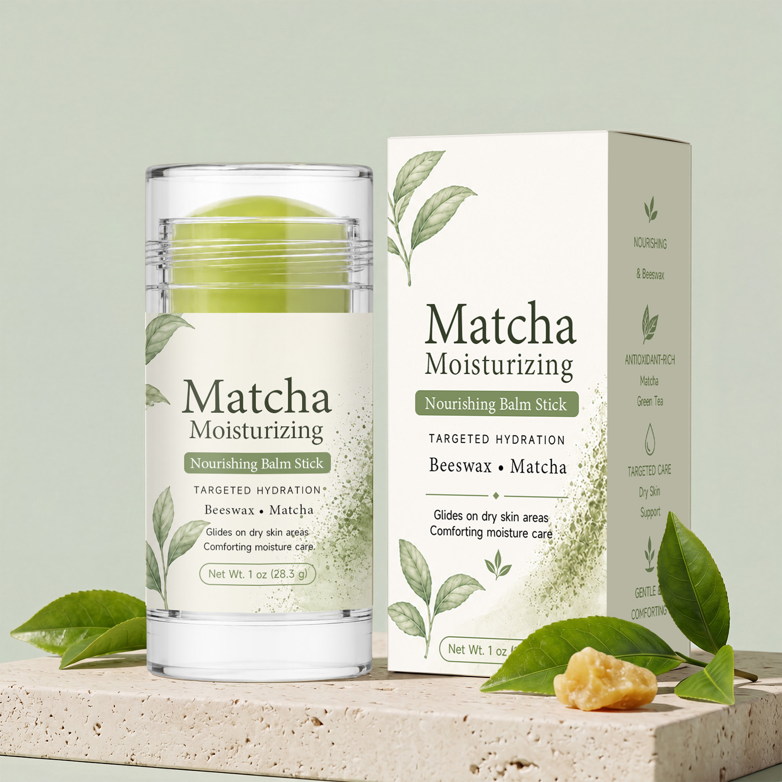 Matcha Moisturizing Skin Stick Soft Smooth Delicate Containing Plant Essence For Facial Pre Makeup Skincare