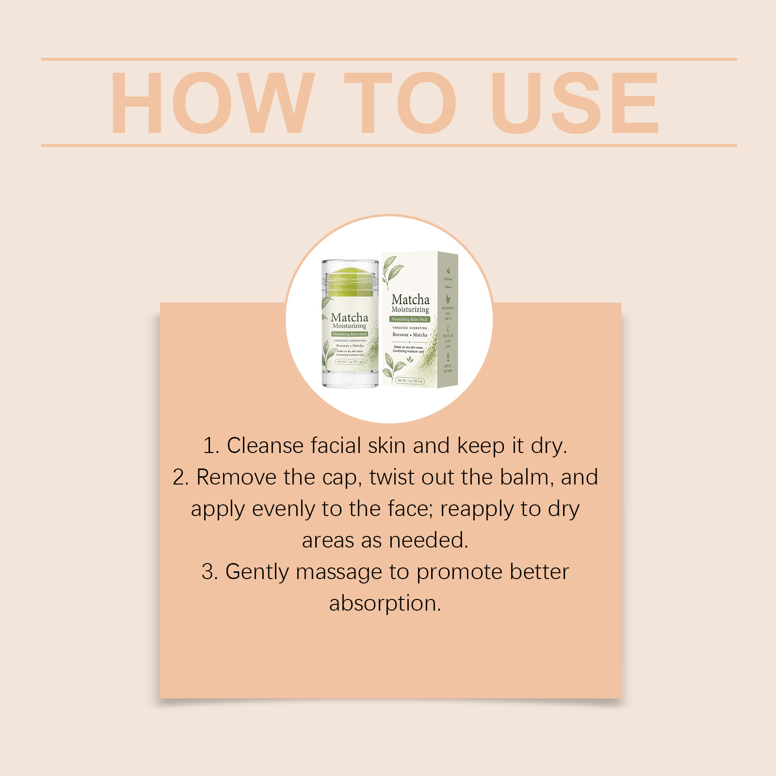 Matcha Moisturizing Skin Stick Soft Smooth Delicate Containing Plant Essence For Facial Pre Makeup Skincare