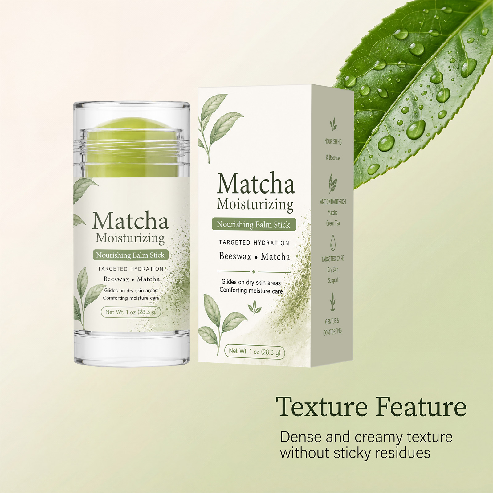 Matcha Moisturizing Skin Stick Soft Smooth Delicate Containing Plant Essence For Facial Pre Makeup Skincare