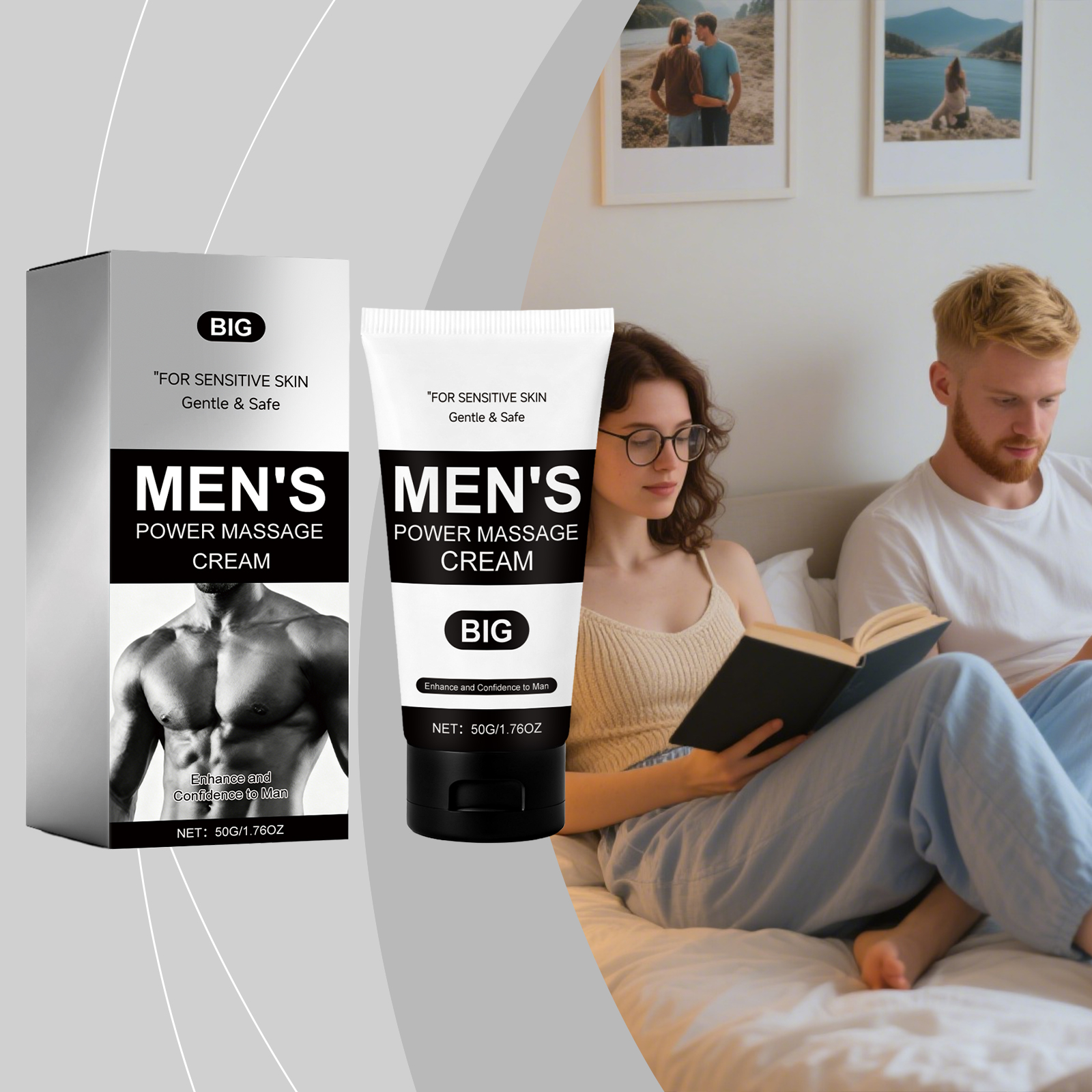 Male Care Cream Mild Formula Plant Essence Boost Skin Vitality Gentle Care Nourish Body Treatment Deep Moisturizing Natural Extract Healthy Complexion