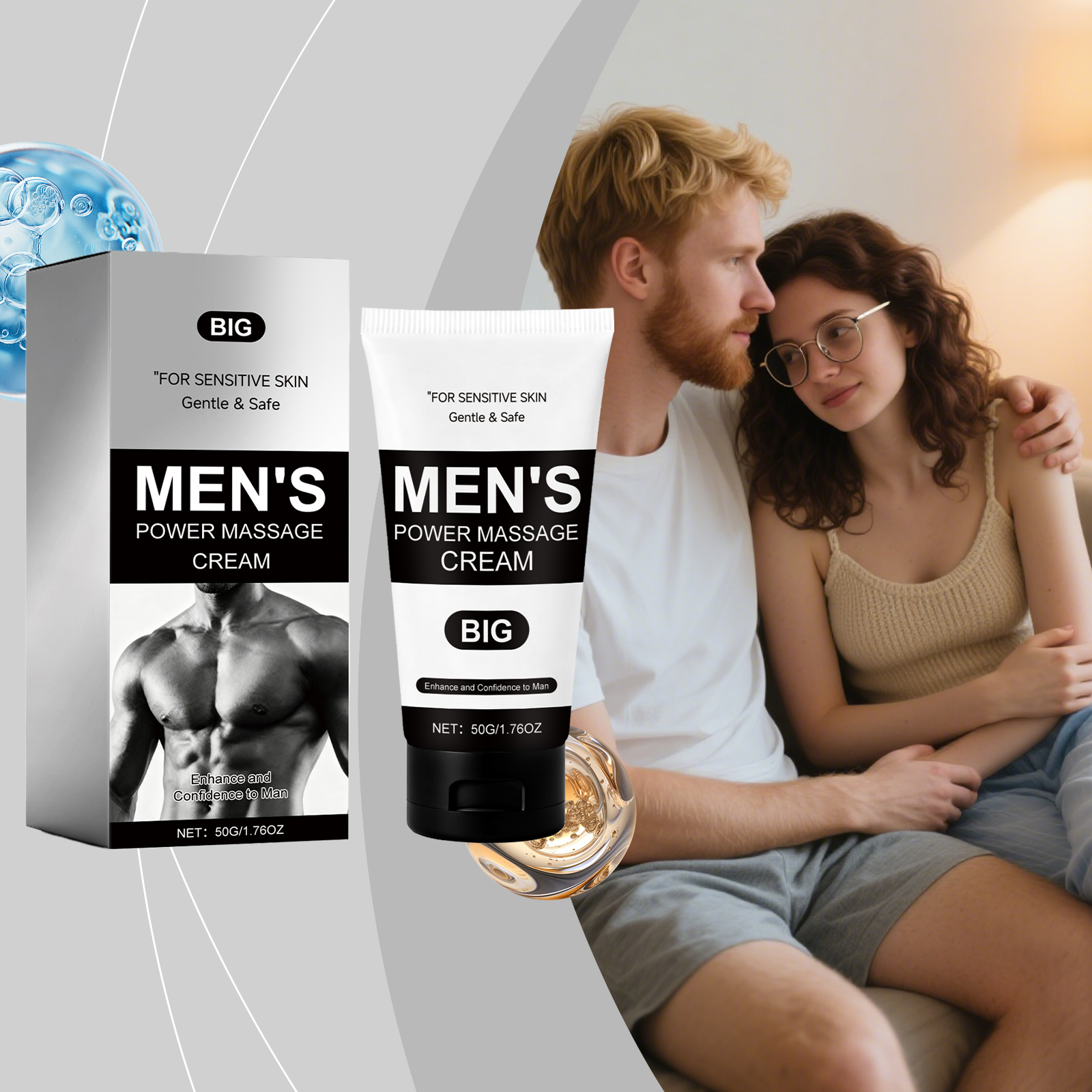 Male Care Cream Mild Formula Plant Essence Boost Skin Vitality Gentle Care Nourish Body Treatment Deep Moisturizing Natural Extract Healthy Complexion