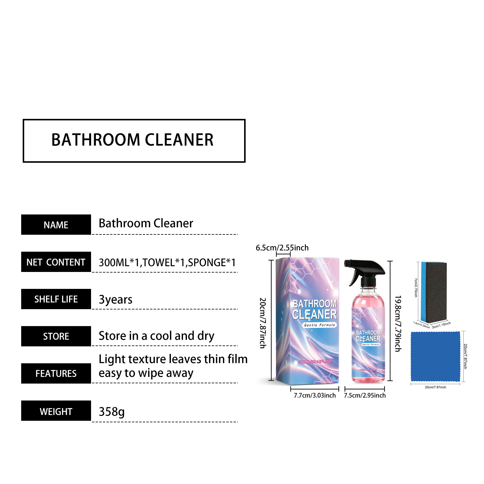 Bathroom Cleaner Fast Dissolve Grime One Spray One Wipe Instant Clean Restore Shiny Toilet Cleansing Mist