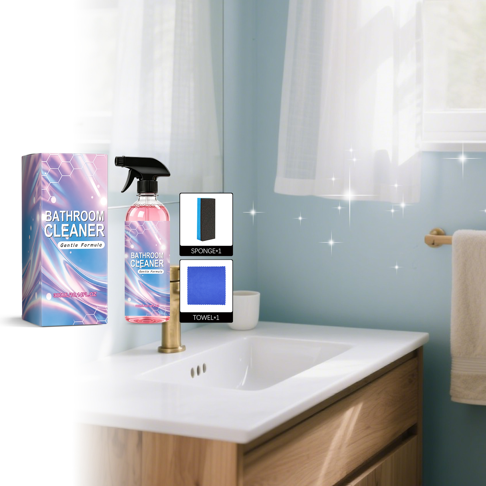 Bathroom Cleaner Fast Dissolve Grime One Spray One Wipe Instant Clean Restore Shiny Toilet Cleansing Mist