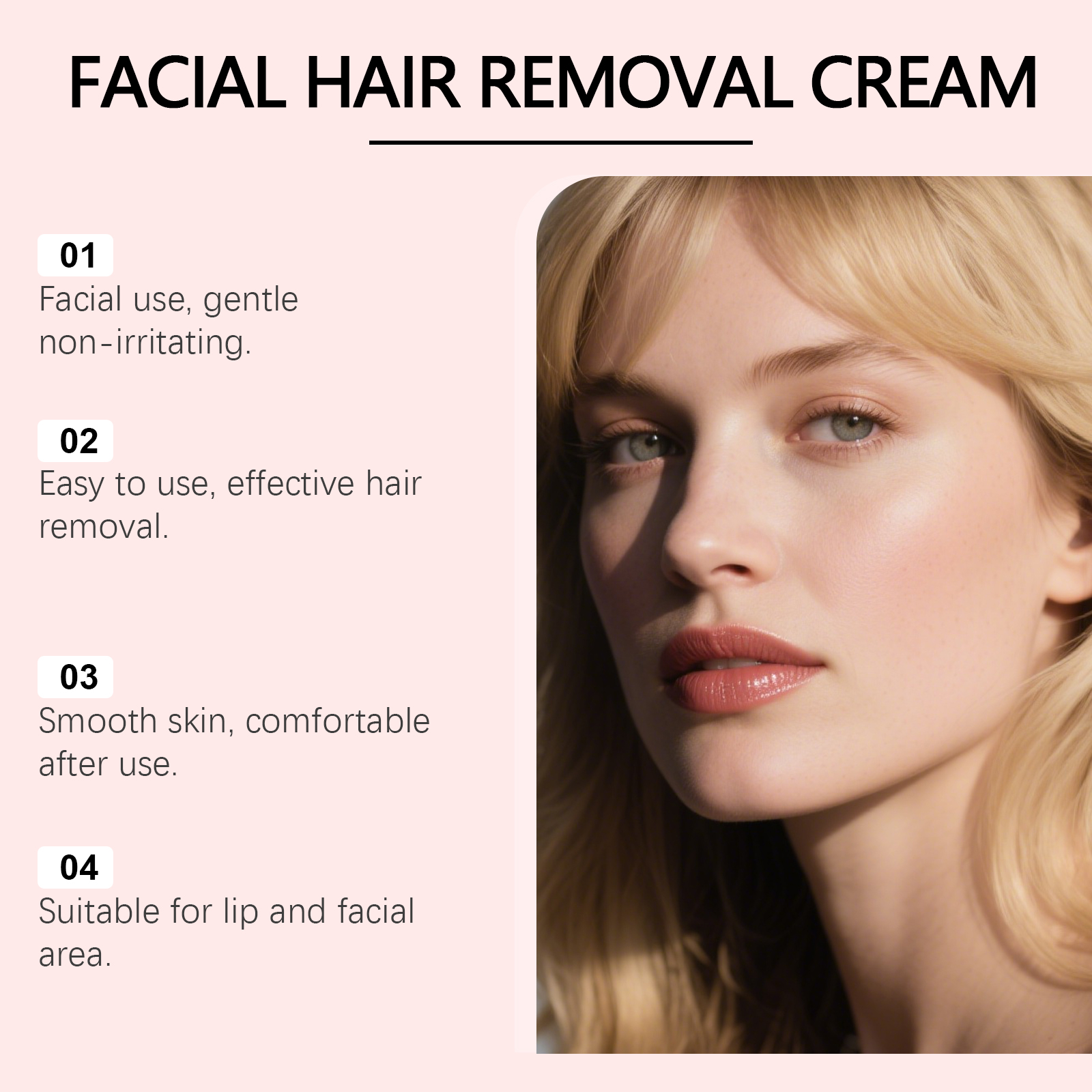 Facial Hair Remover Cream Mild Care Hydrating Smooth Convenient Silky Skin Lip Cleansing