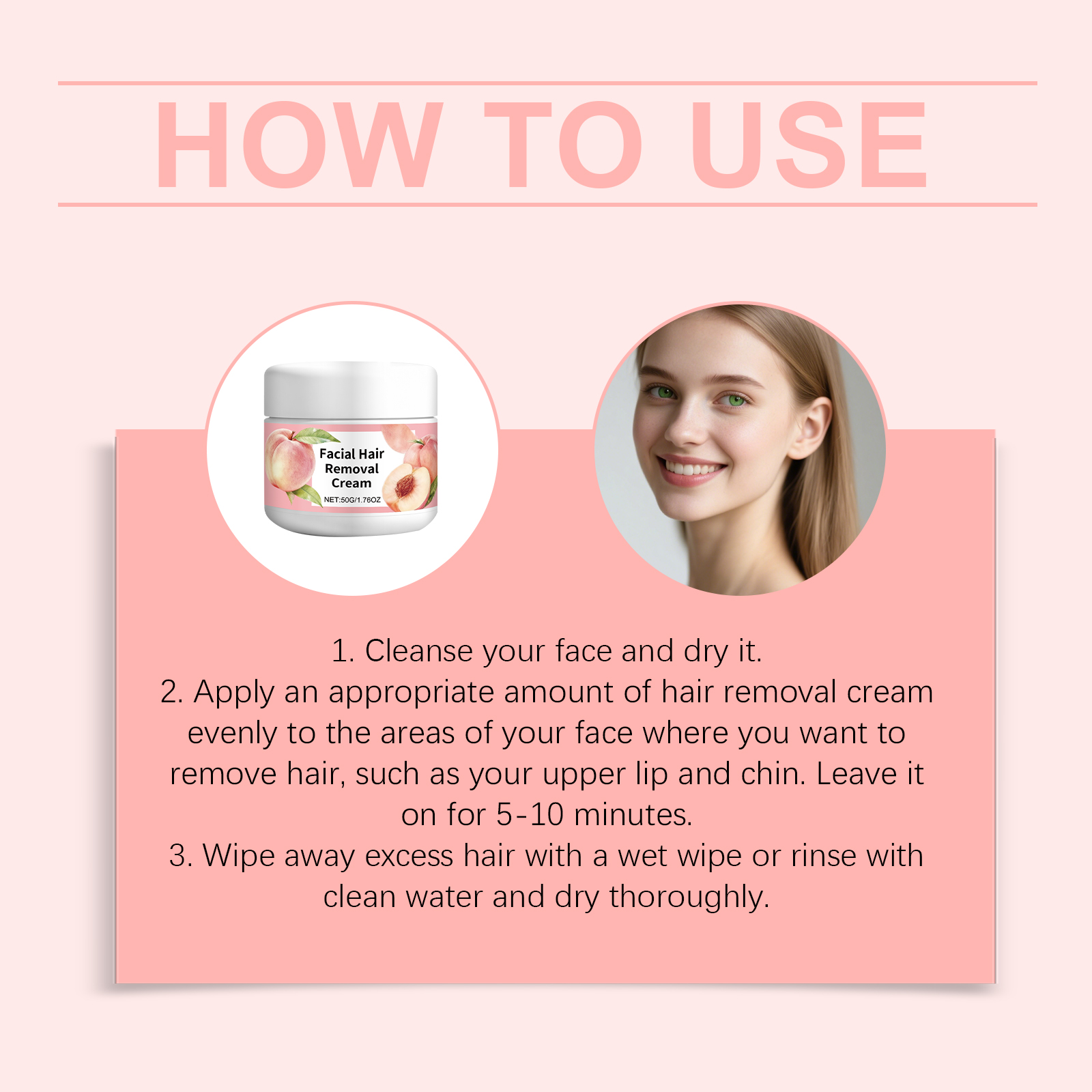 Facial Hair Remover Cream Mild Care Hydrating Smooth Convenient Silky Skin Lip Cleansing