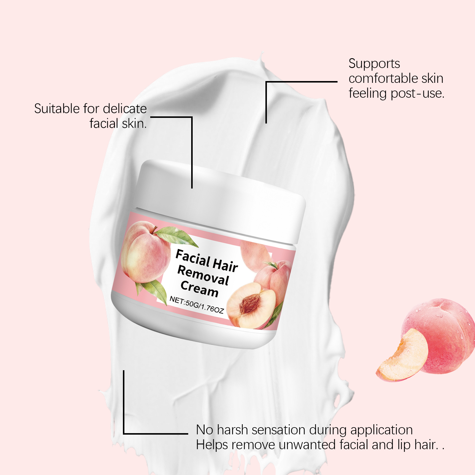 Facial Hair Remover Cream Mild Care Hydrating Smooth Convenient Silky Skin Lip Cleansing