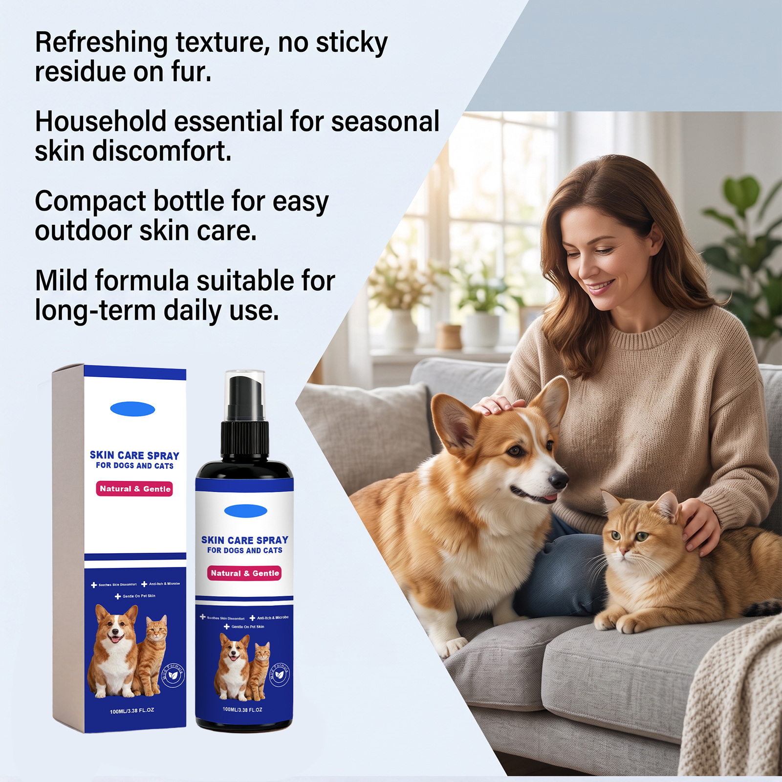 Pet Skin Care Spray General Pet Body Skin Clean Comfort No Rinse External Care Mist