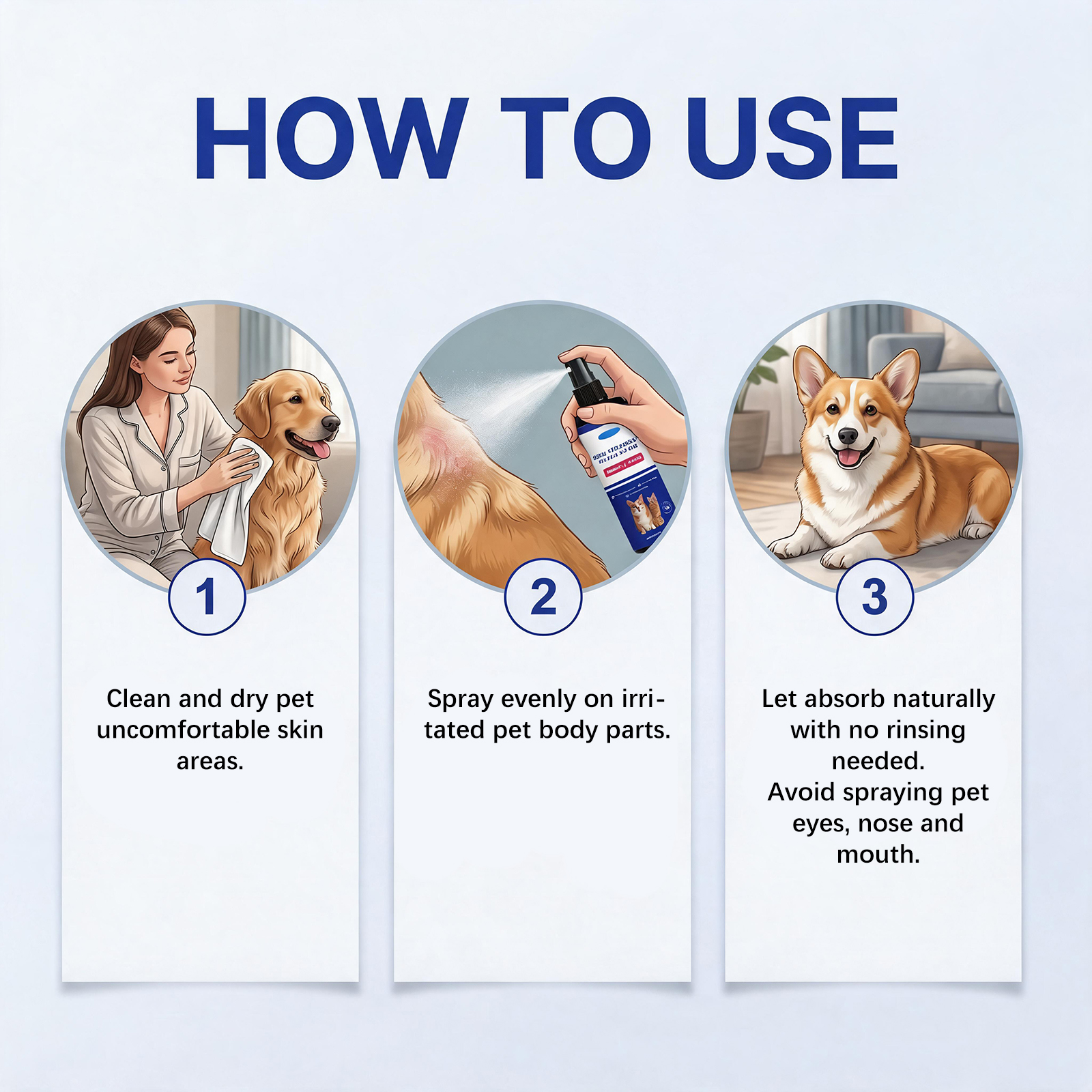 Pet Skin Care Spray General Pet Body Skin Clean Comfort No Rinse External Care Mist