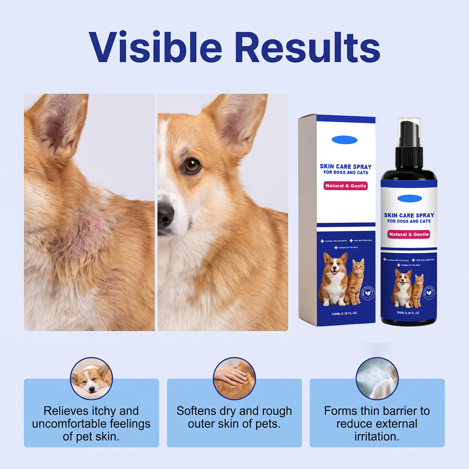 Pet Skin Care Spray General Pet Body Skin Clean Comfort No Rinse External Care Mist