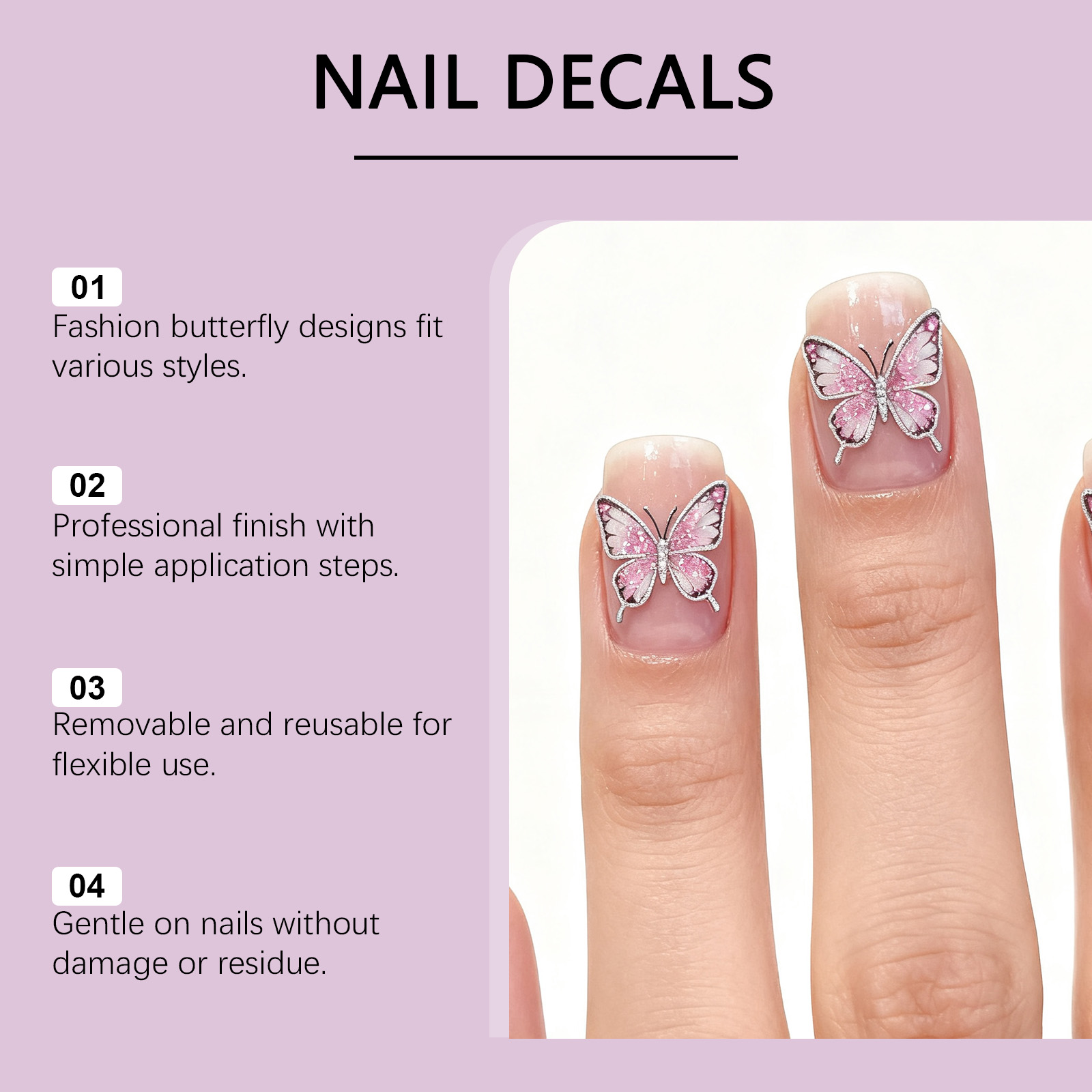 Butterfly Nail Stickers Creative Diy Trendy Removable Manicure Decorative Ornament For Nail Art Decoration Accessory