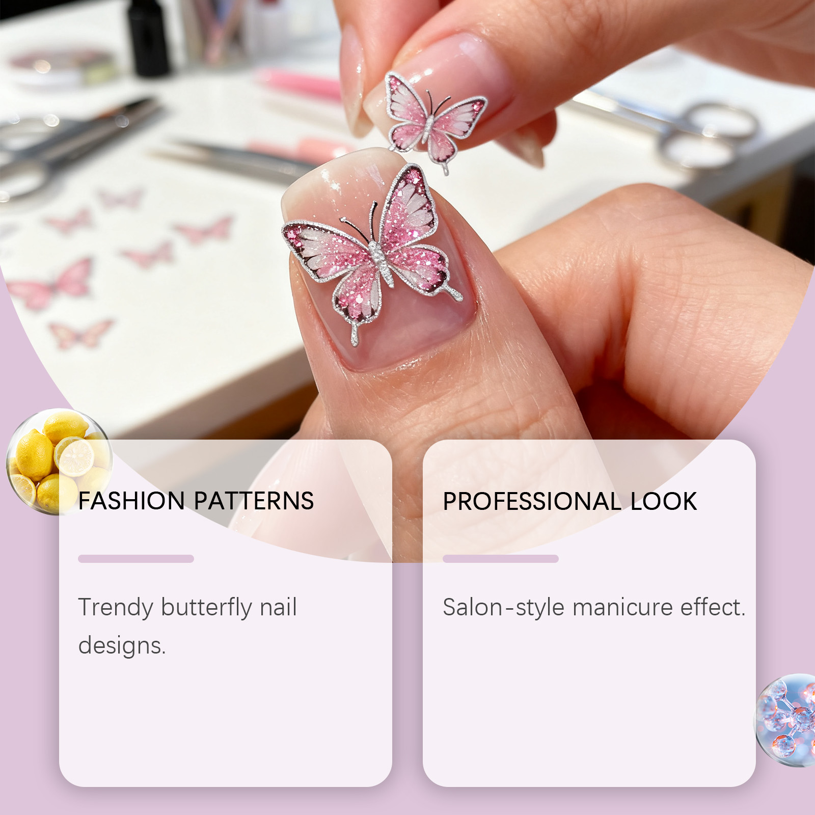 Butterfly Nail Stickers Creative Diy Trendy Removable Manicure Decorative Ornament For Nail Art Decoration Accessory