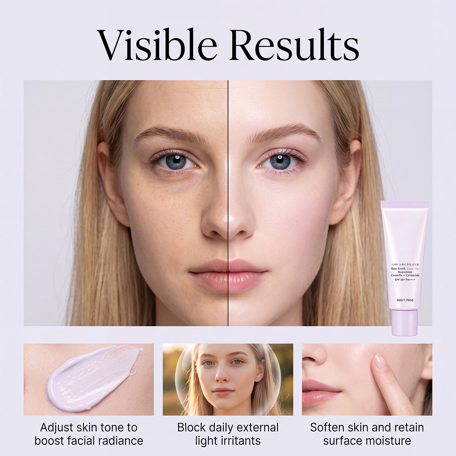 Brightening Protective Cream Hydrated Delicate Fresh Light Texture Daily Summer Outdoor Skin Care Barrier