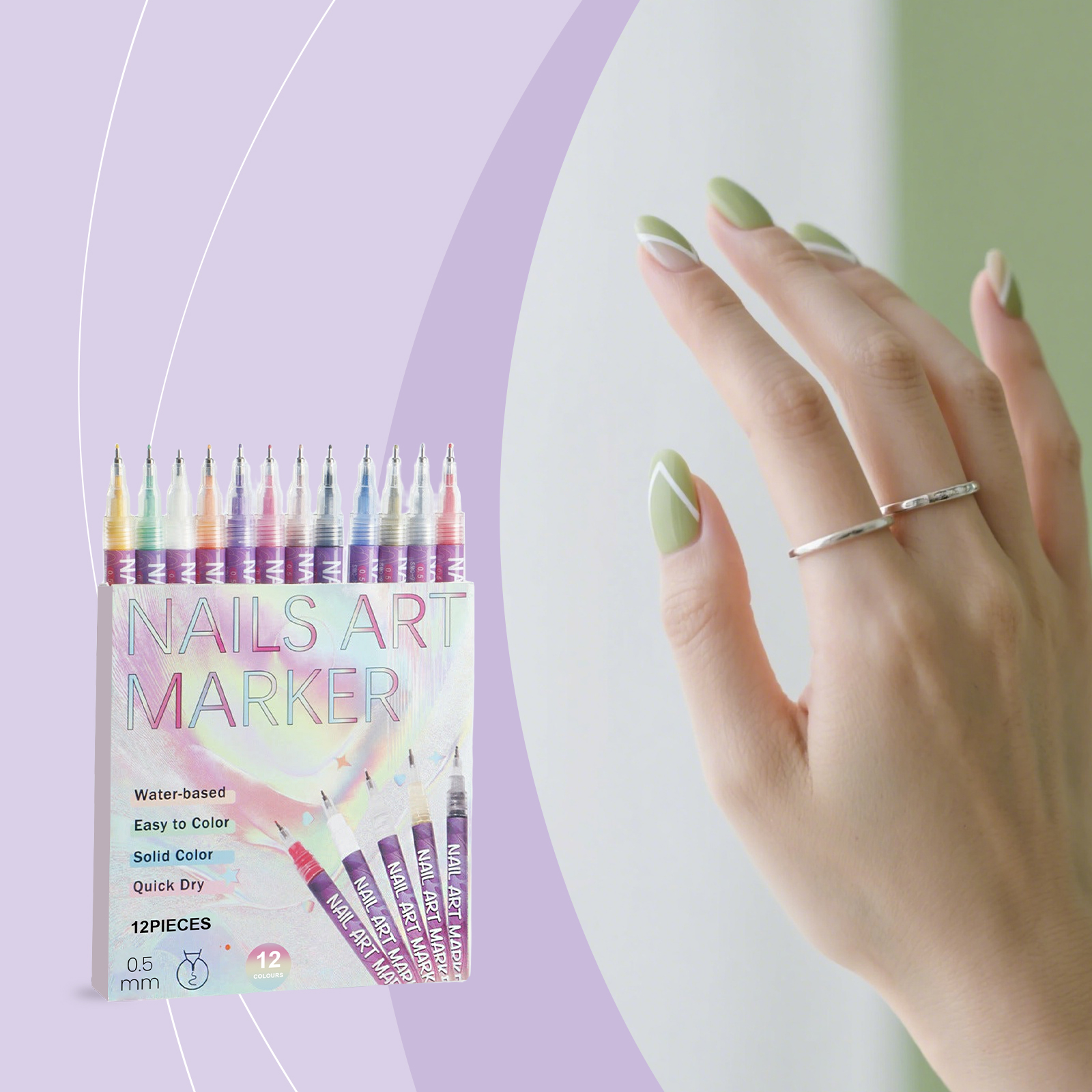 Nail Art Painting Pen Bright Vivid Color Easy To Master Diy Graffiti Multi Occasion Creation