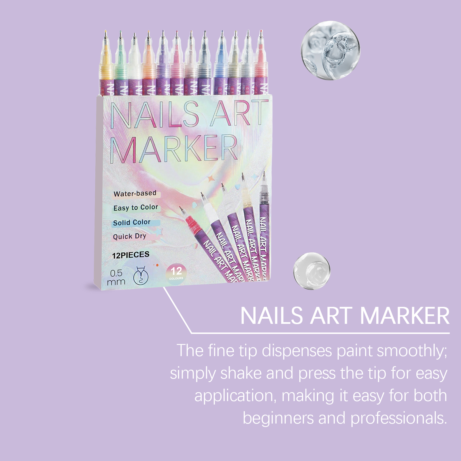 Nail Art Painting Pen Bright Vivid Color Easy To Master Diy Graffiti Multi Occasion Creation