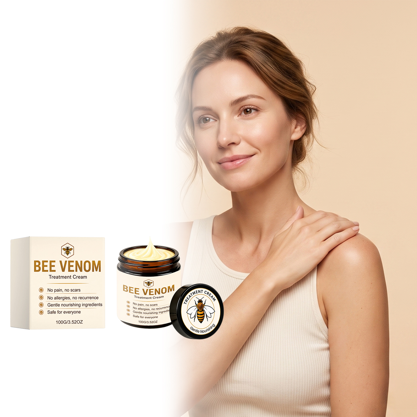 Bee Venom Care Cream Mild Moisturizing Protect Skin Delicate Smooth Glossy Refreshing Daily Smearing Lotion