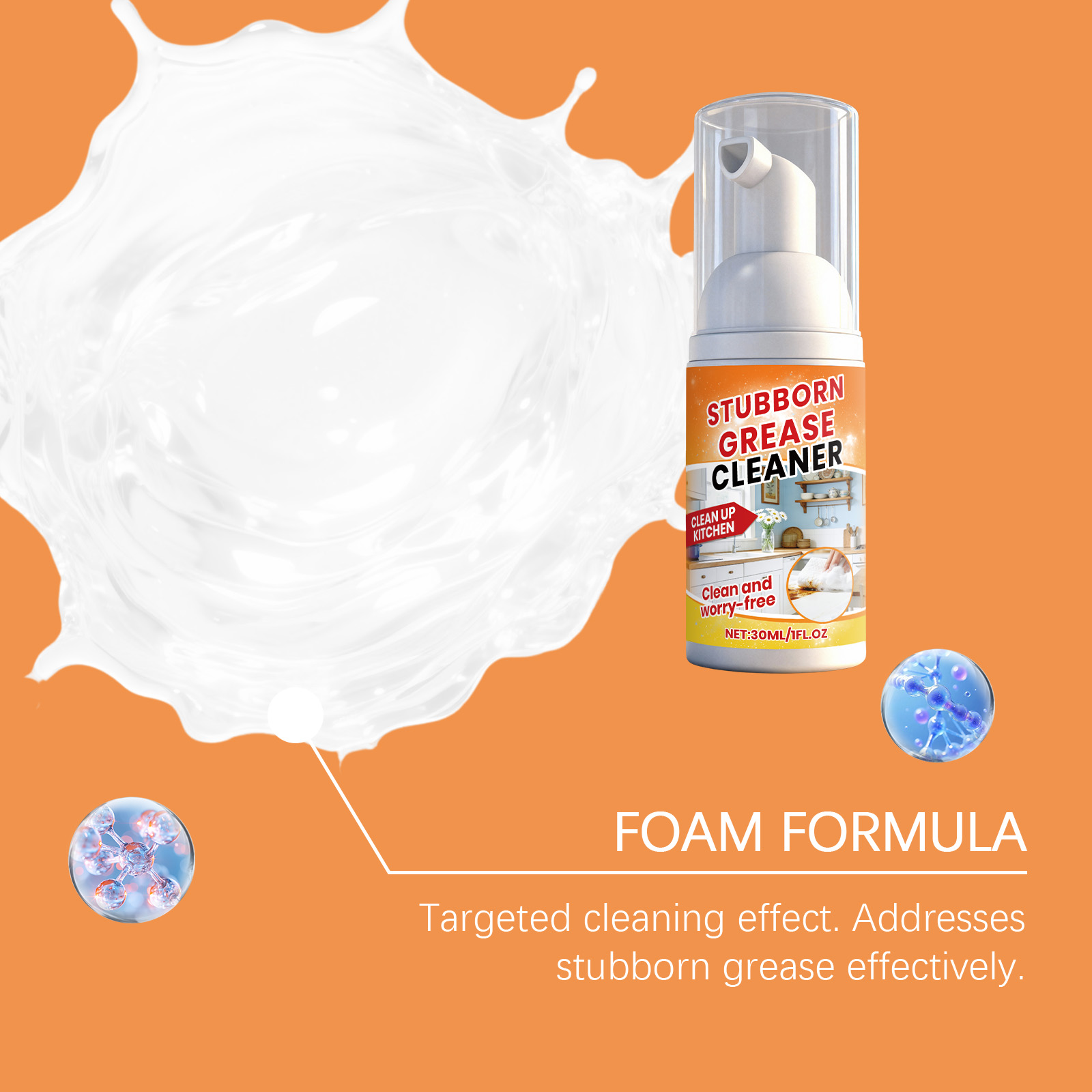 Kitchen Grease Foam Cleaner Household Kitchen Stove Range Hood Stain Dirt Remover Brightening