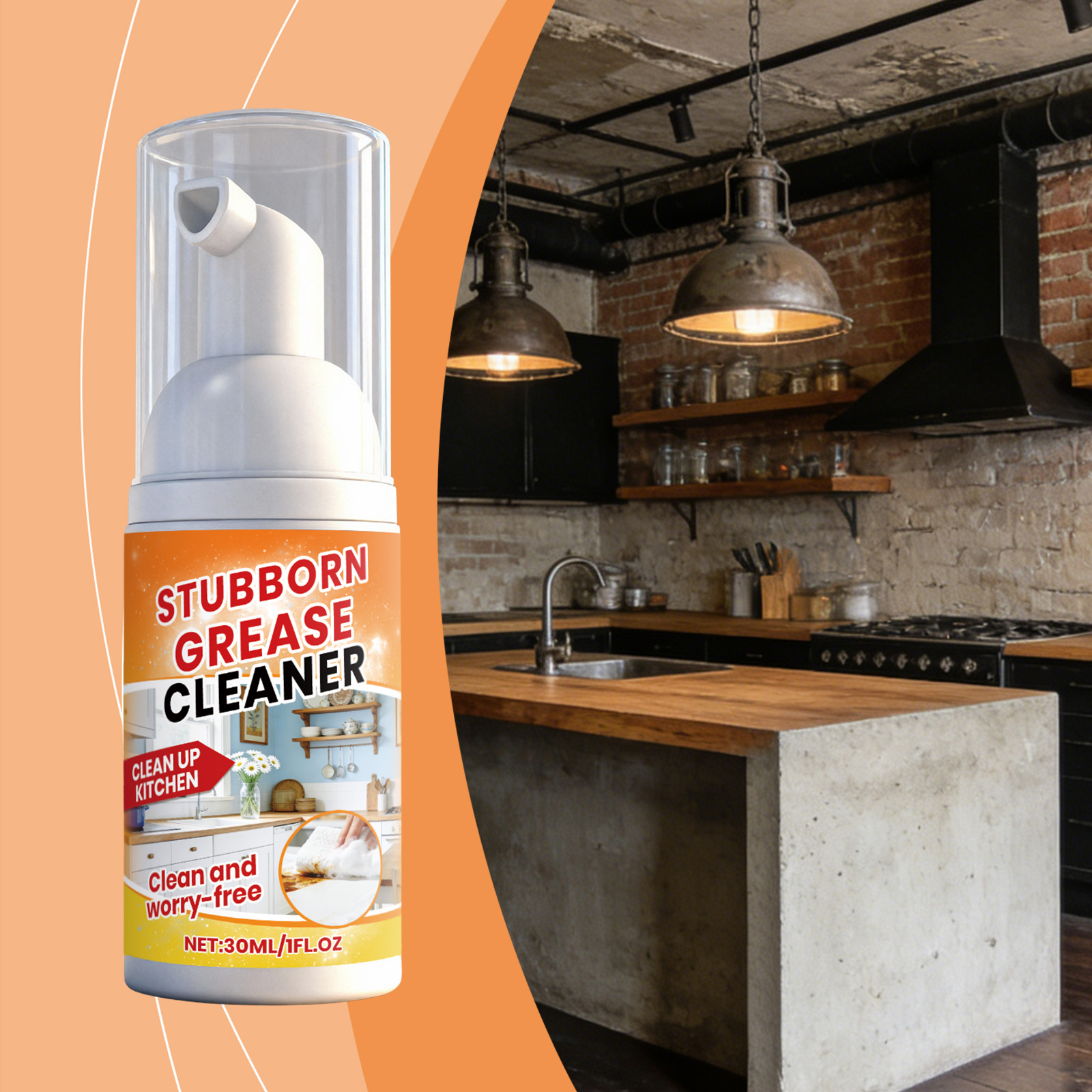 Kitchen Grease Foam Cleaner Household Kitchen Stove Range Hood Stain Dirt Remover Brightening