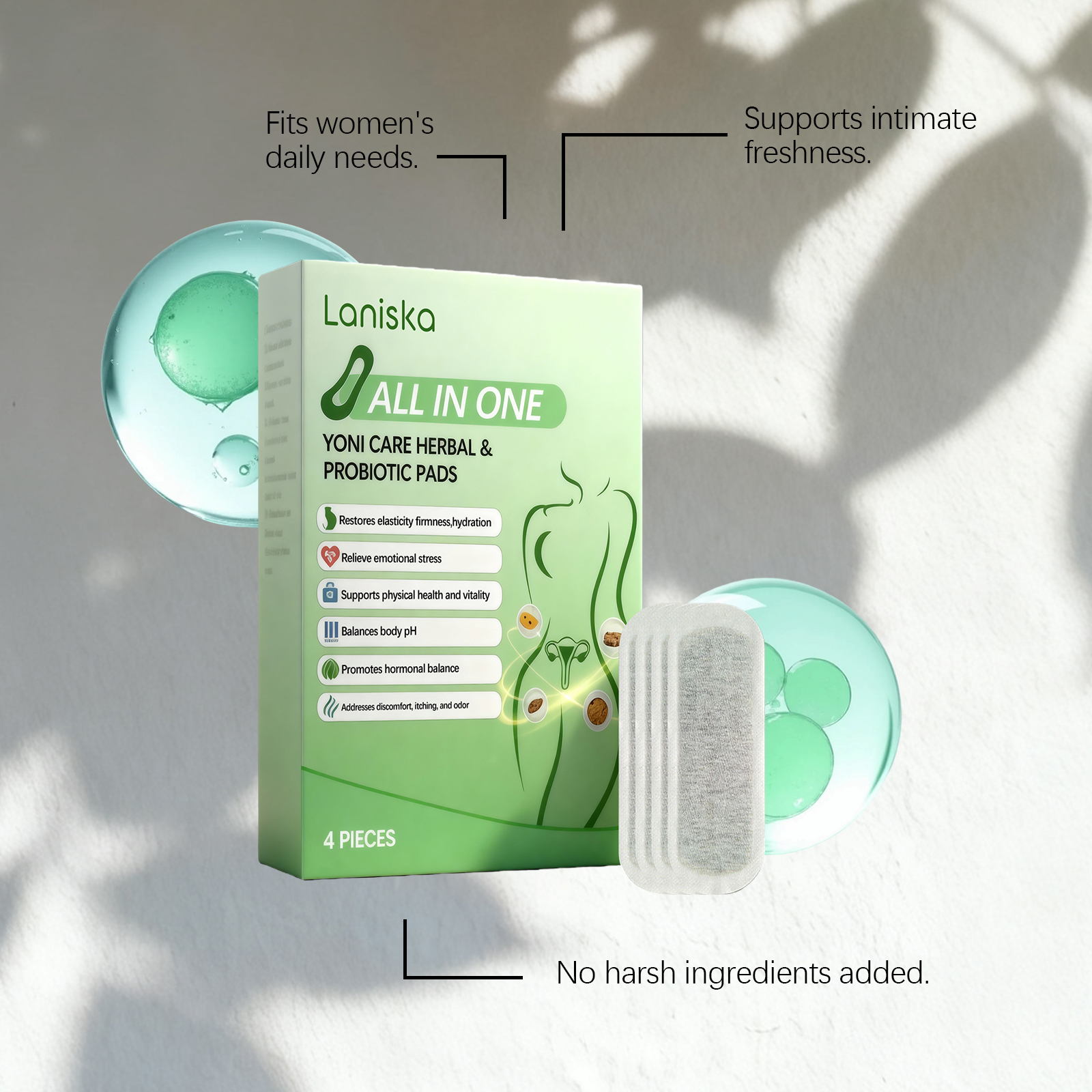 Feminine Care Pads Mild Formula Fragrant Fresh Daily Cleansing Intimate Comfort Women Care Patches