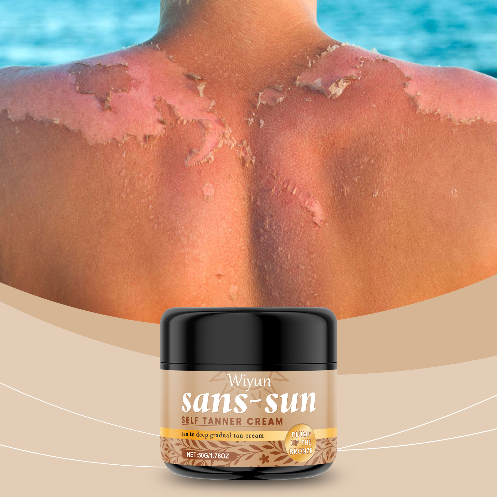 Sunless Tanning Cream Shiny Tanning Nourish Skin Soft Beauty Herbal Extract Skin Care