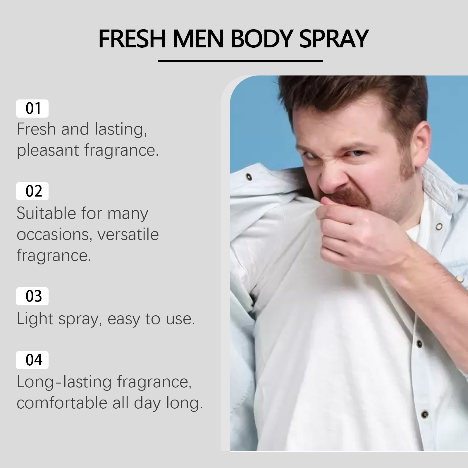 Men Body Spray Body Moisturizing Long Lasting Fragrance Portable Elegant Charm Fresh Mist