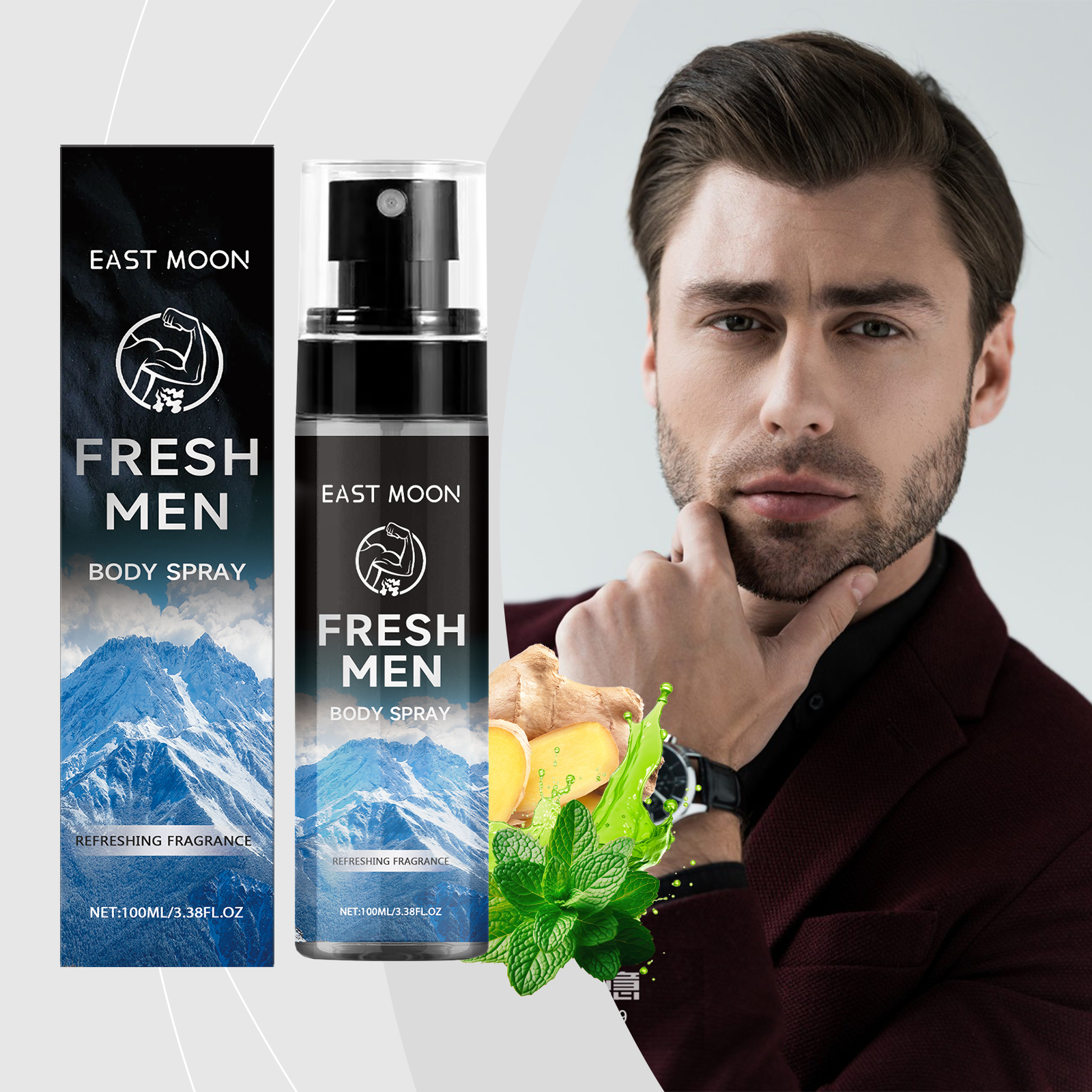 Men Body Spray Body Moisturizing Long Lasting Fragrance Portable Elegant Charm Fresh Mist