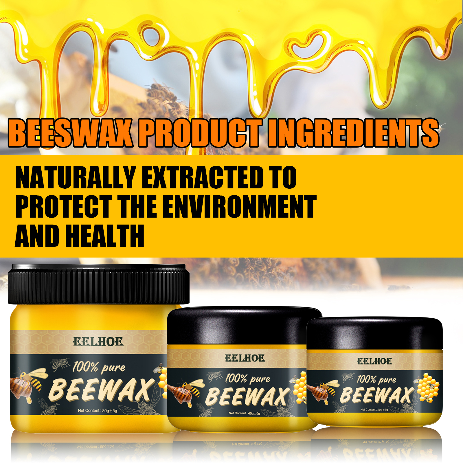 Natural Beeswax Furniture Polish Wood Floor Care Waterproof Wear Resistant Scratch Concealer For Home Maintenance 1 PCS