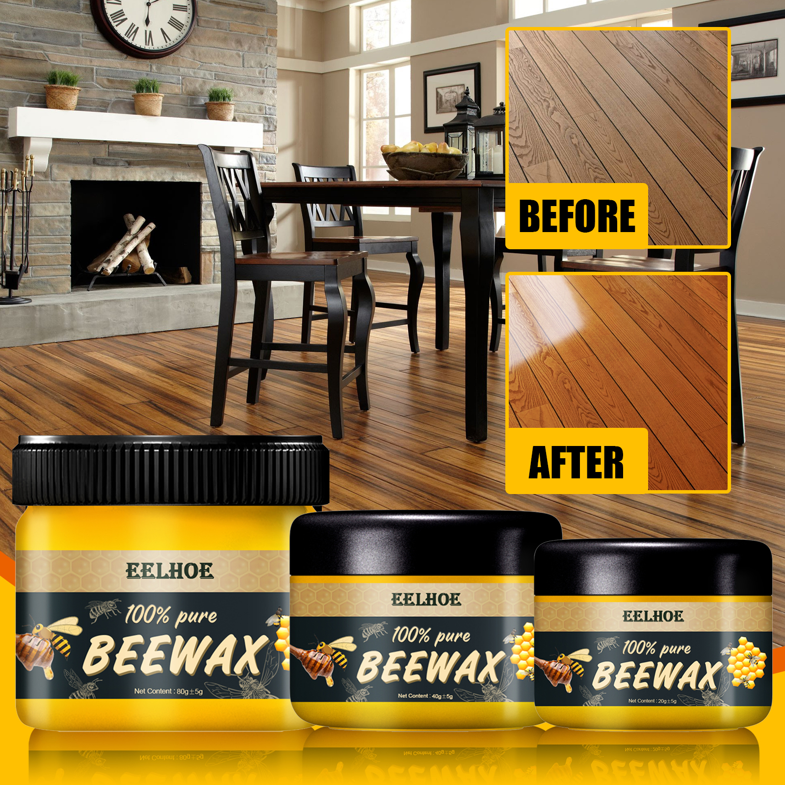 Natural Beeswax Furniture Polish Wood Floor Care Waterproof Wear Resistant Scratch Concealer For Home Maintenance 1 PCS