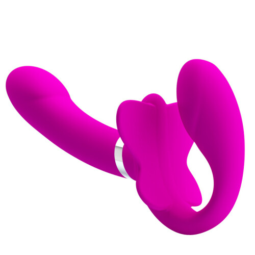 Strapless Strap-on Dildo Double Butterfly G Spot Clit Stimulation