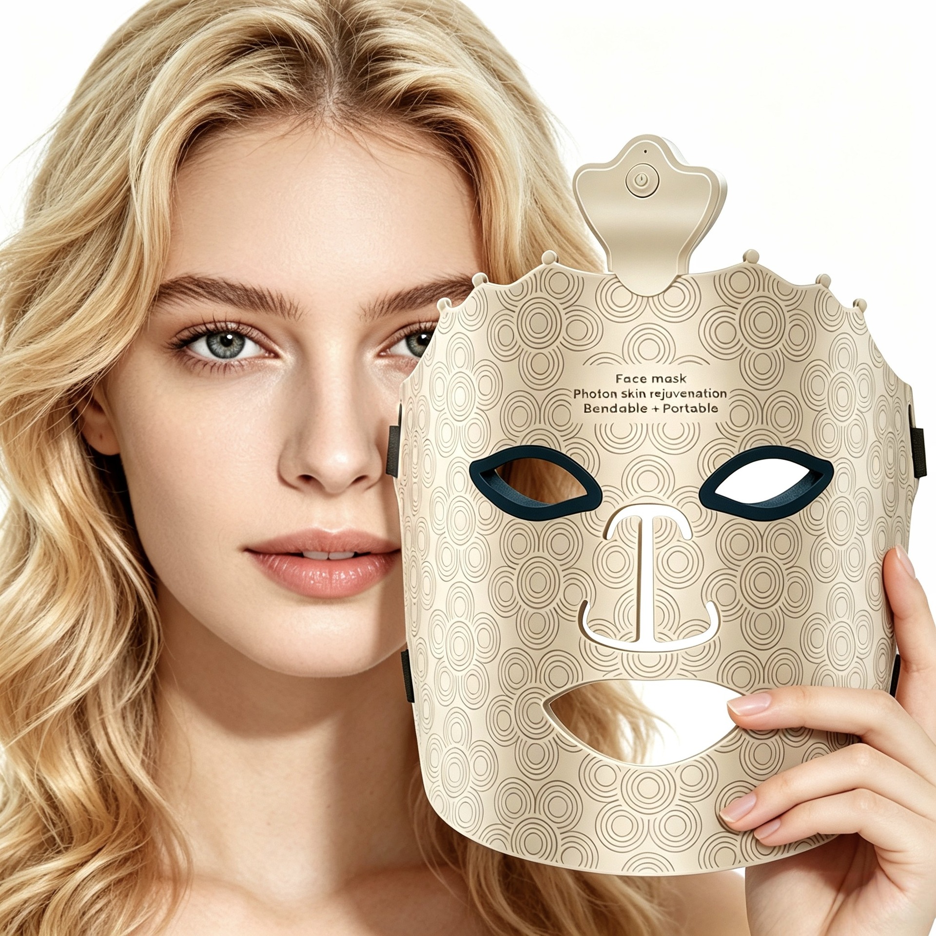 Led Facial Mask Light Therapy 7 Colors Silicone Mask Full Face 240 Lamp Beads Wirelessly Red Light Therapy Photon Mask Rejuvenation Instrument Anti-Aging