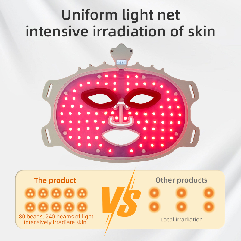 Led Facial Mask Light Therapy 7 Colors Silicone Mask Full Face 240 Lamp Beads Wirelessly Red Light Therapy Photon Mask Rejuvenation Instrument Anti-Aging