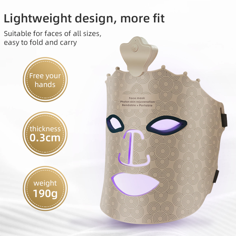 Led Facial Mask Light Therapy 7 Colors Silicone Mask Full Face 240 Lamp Beads Wirelessly Red Light Therapy Photon Mask Rejuvenation Instrument Anti-Aging
