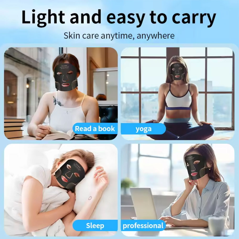 (Light therapy Mask with Neck) Silicone LED Mask Face With Neck 7 Colors LED Photon Red Light Infrared Therapy Flexible Facial Mask Beauty Devices Face Instrument Skin Rejuvenation Anti Aging