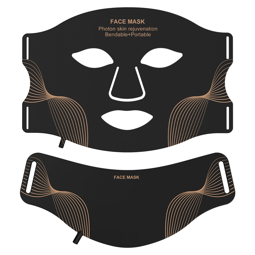 (Light therapy Mask with Neck) Silicone LED Mask Face With Neck 7 Colors LED Photon Red Light Infrared Therapy Flexible Facial Mask Beauty Devices Face Instrument Skin Rejuvenation Anti Aging
