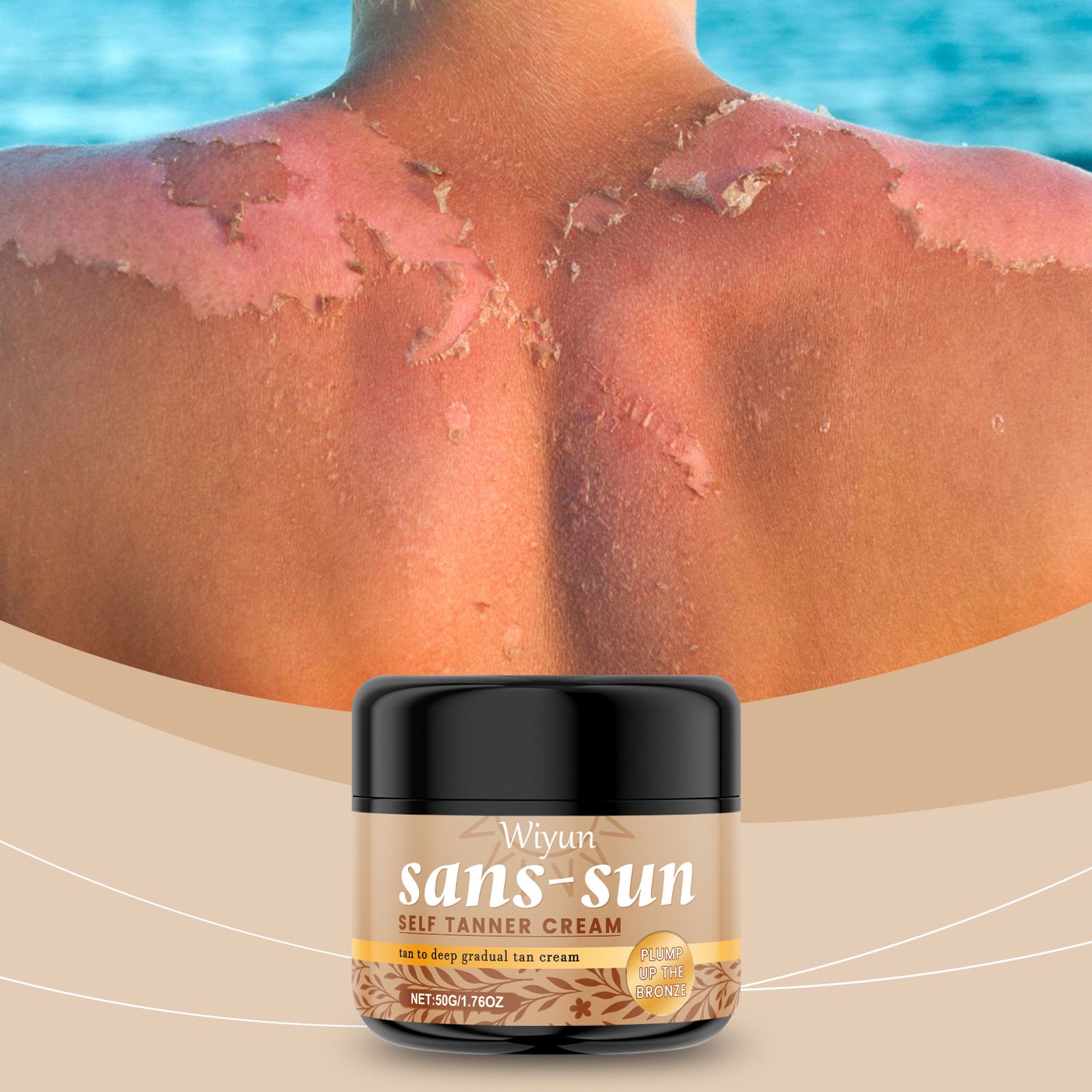 Sunless Tanning Cream Hyaluronic Acid Coffee Extract For Bronzed Glow And Daily Body Care