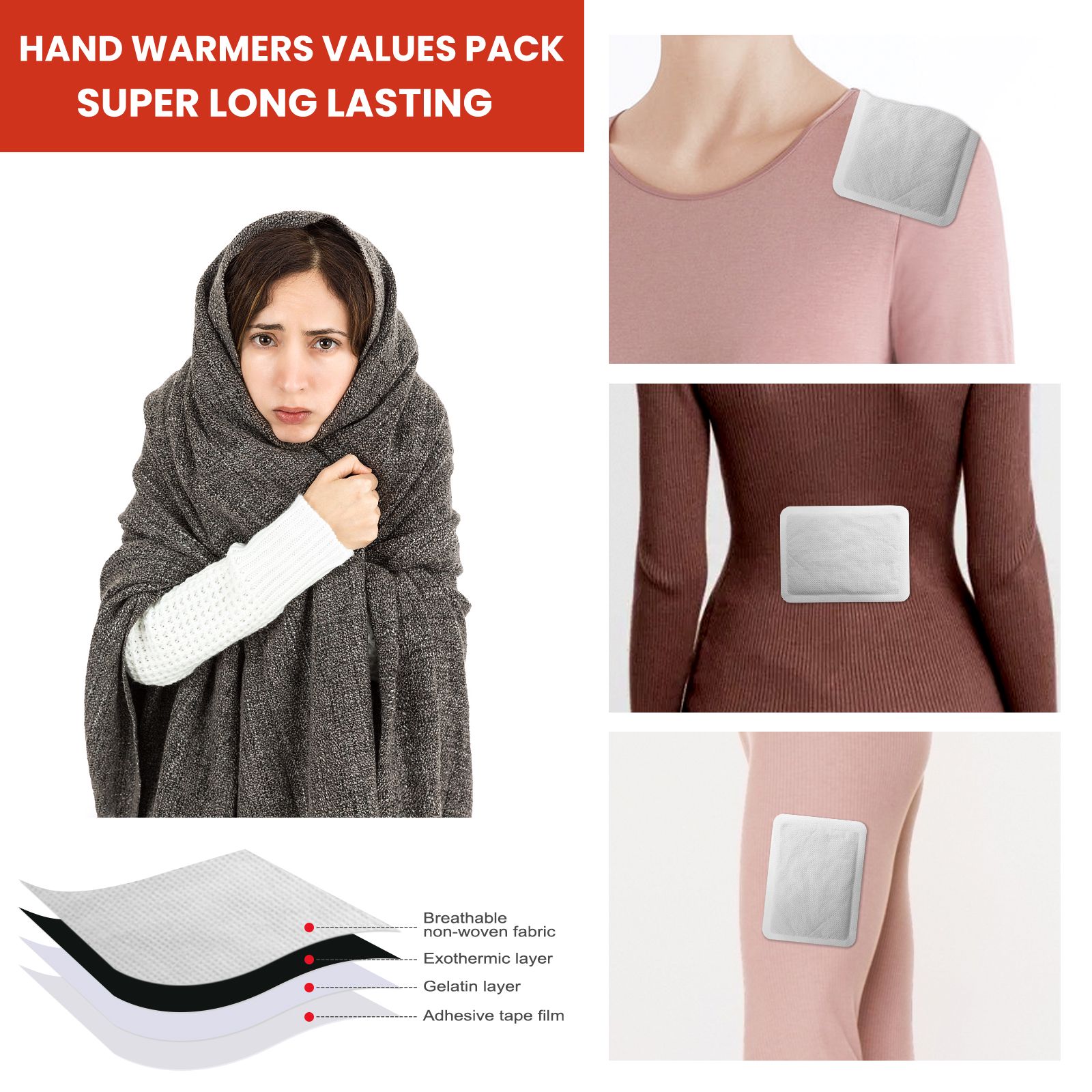 Self Heating Hand And Body Warmers Set Disposable Heat Patches For Winter Warmth