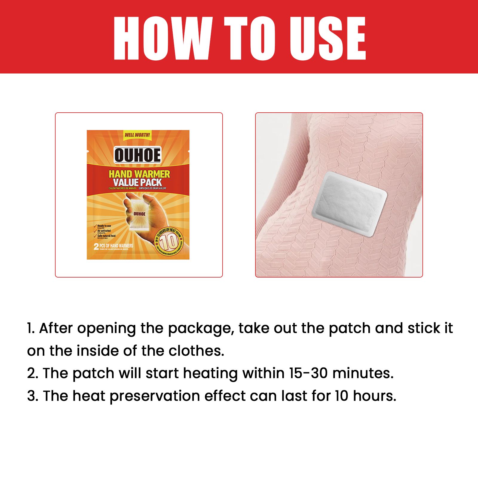 Self Heating Hand And Body Warmers Set Disposable Heat Patches For Winter Warmth