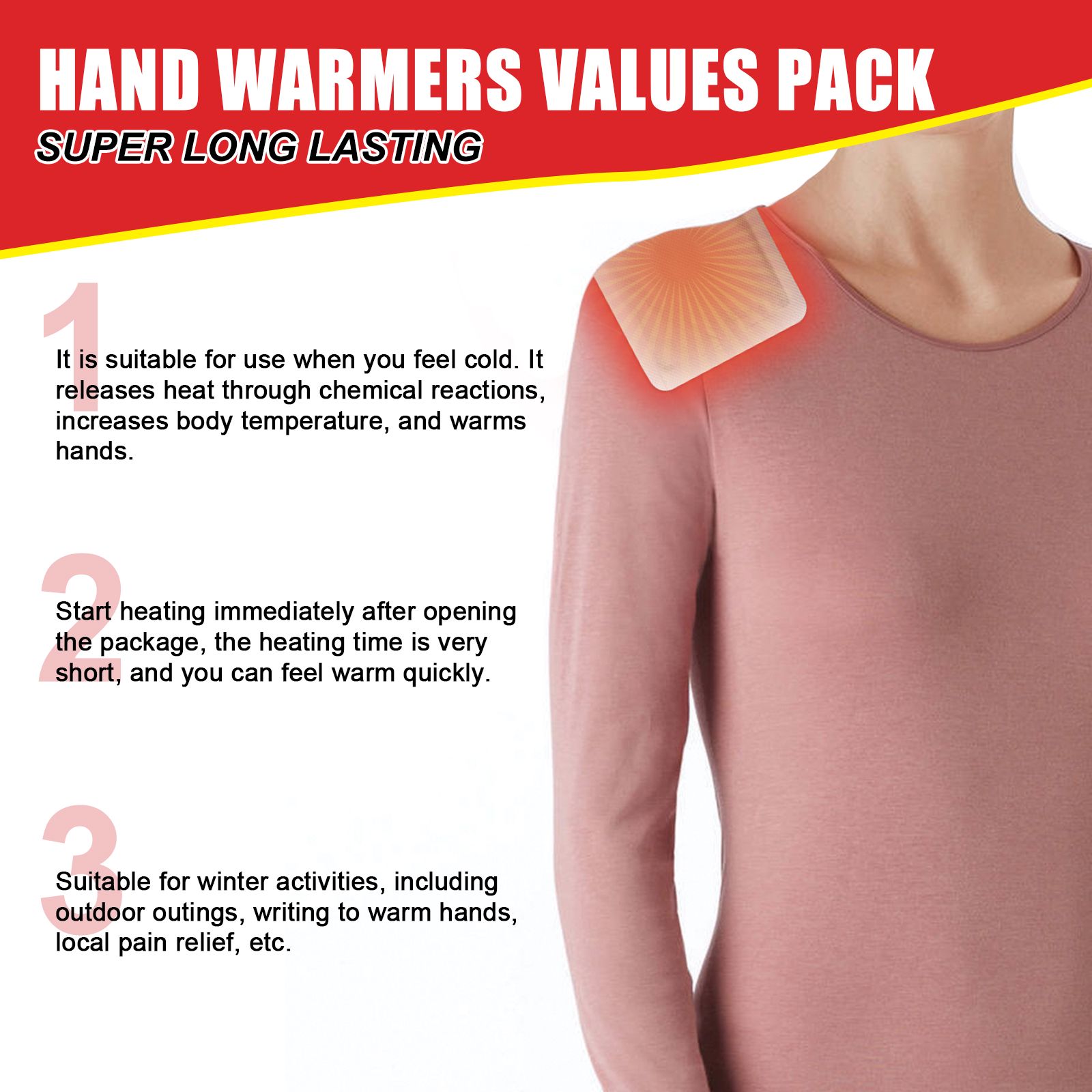 Self Heating Hand And Body Warmers Set Disposable Heat Patches For Winter Warmth