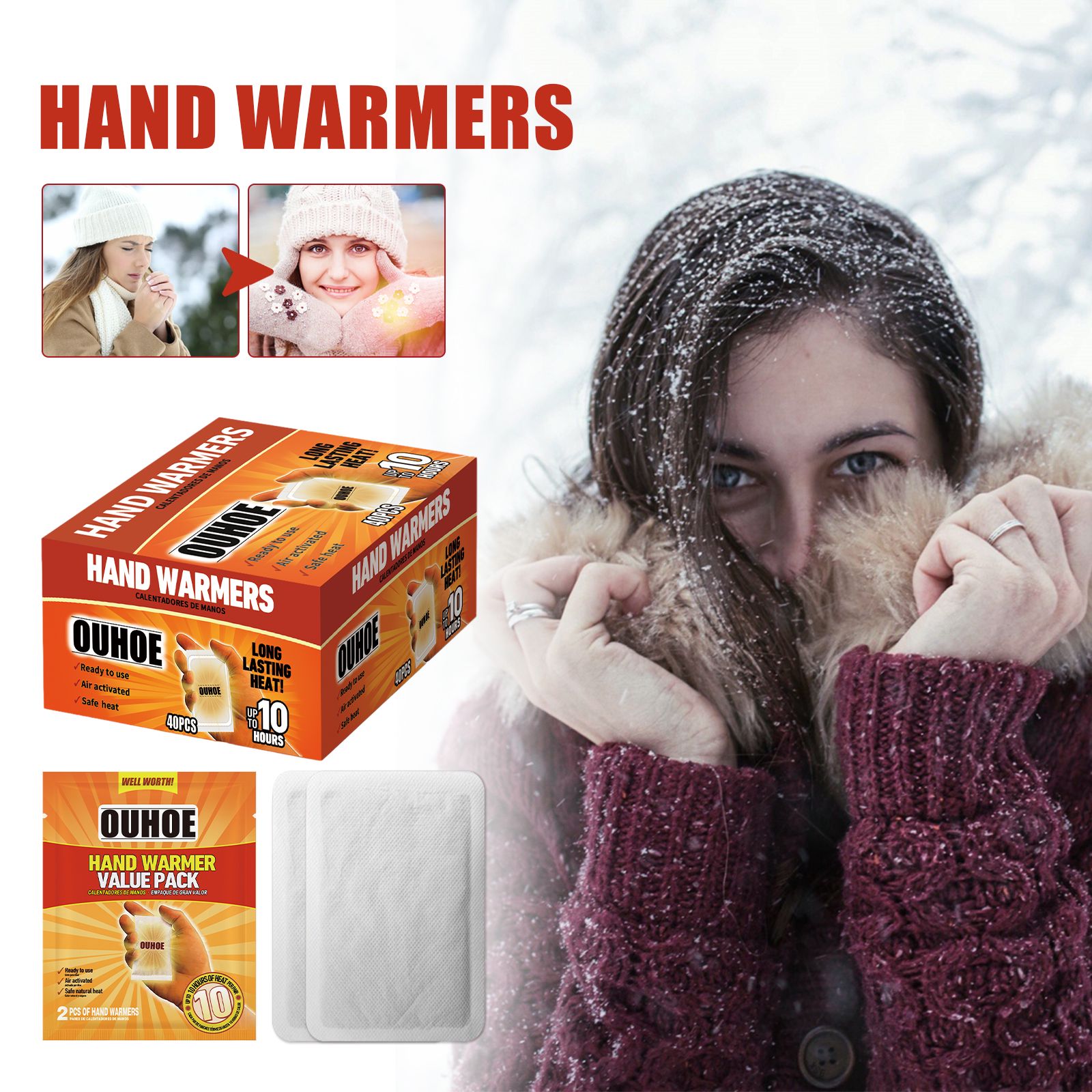 Self Heating Hand And Body Warmers Set Disposable Heat Patches For Winter Warmth