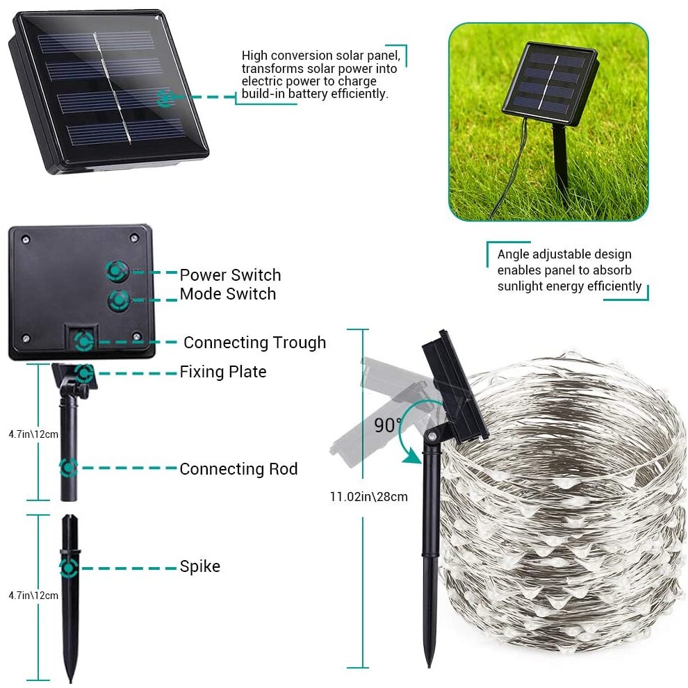 Solar Purple Halloween Lights, 72ft 200 LED Solar Halloween String Lights, 8 Modes Water
