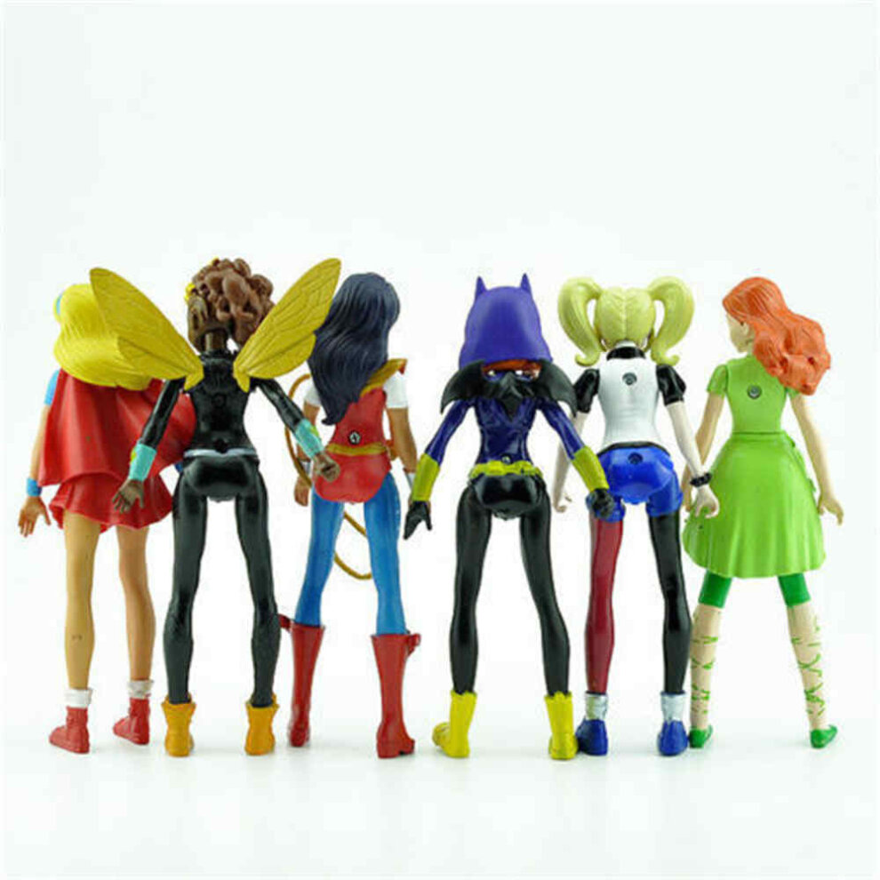 6PCS DC COMICS SUPER HERO GIRLS HARLEY POISON IVY BATGIRL BUMBLEBEE FIGURES TOY