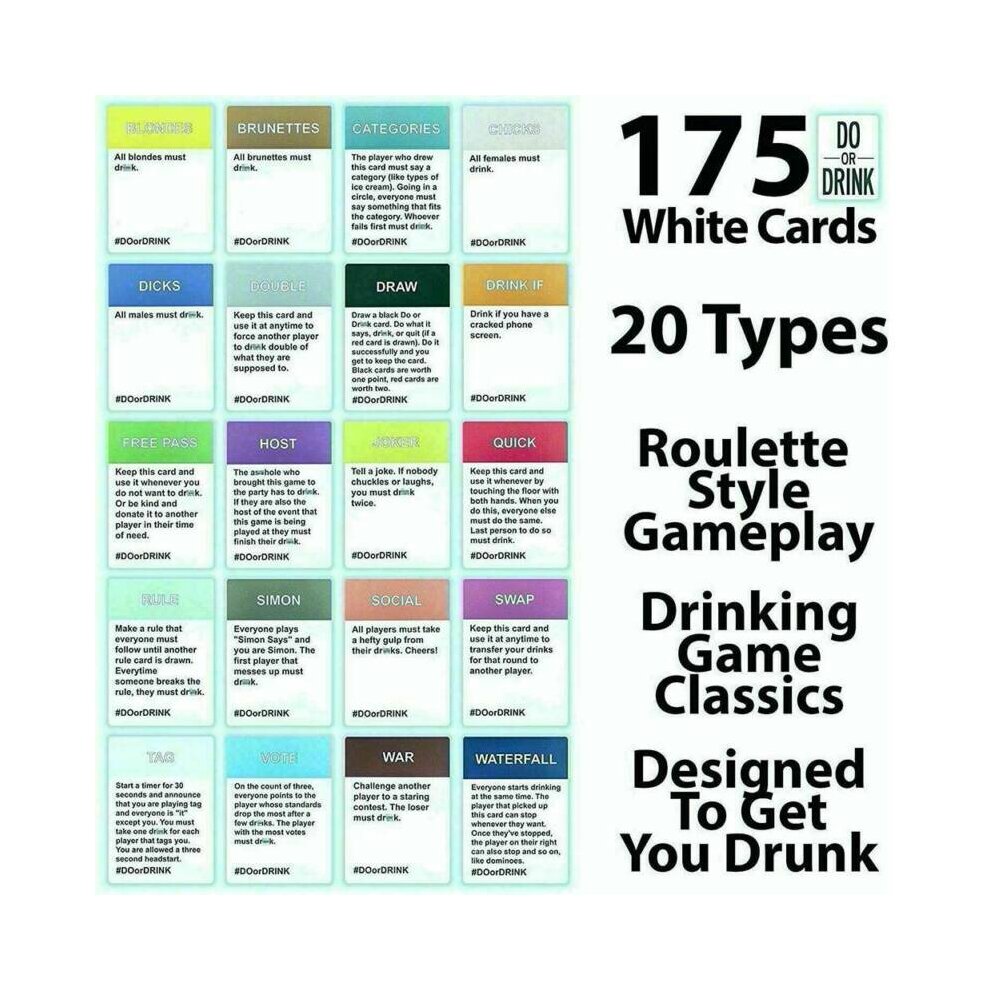 Do or Drink - Adults Drinking Card Game - Fun & Dirty Party - Dare or Shots