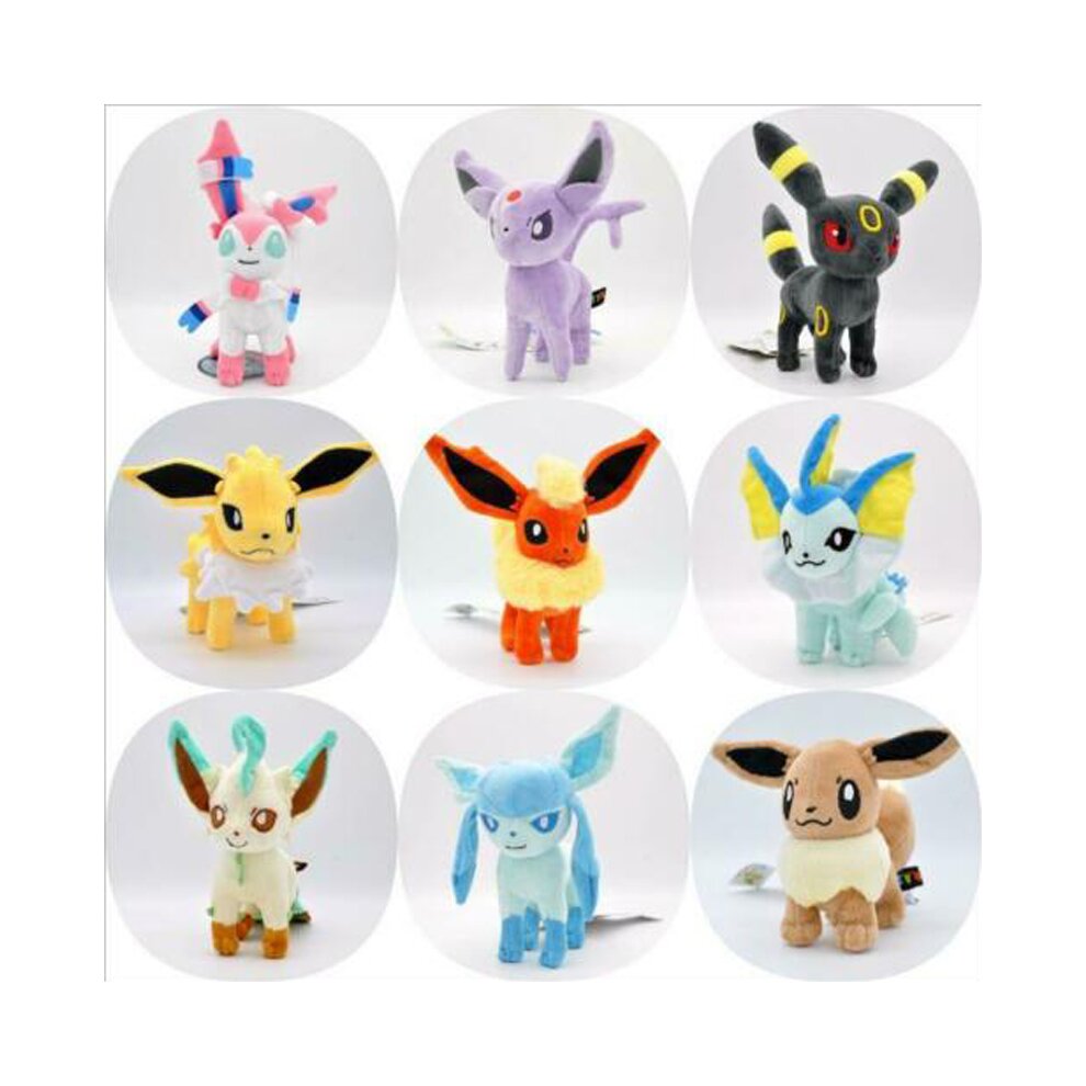 (9PCS/One Of Each) Pokemon Plush Doll Glaceon Vaporeon Soft Plush