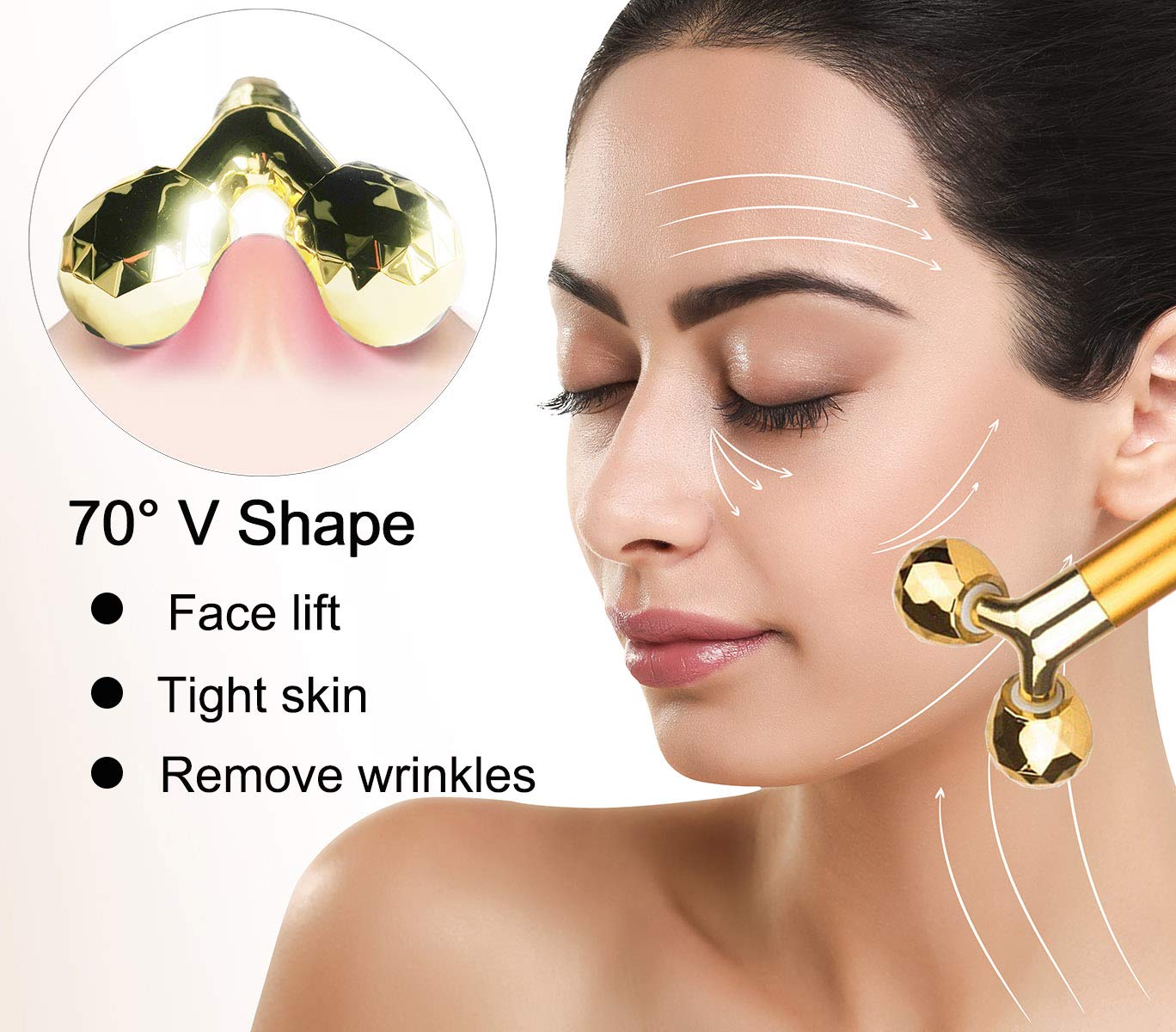 2 IN 1 Face Massager Instant Face Lift Anti Wrinkles Roller Massager T Shape Massager
