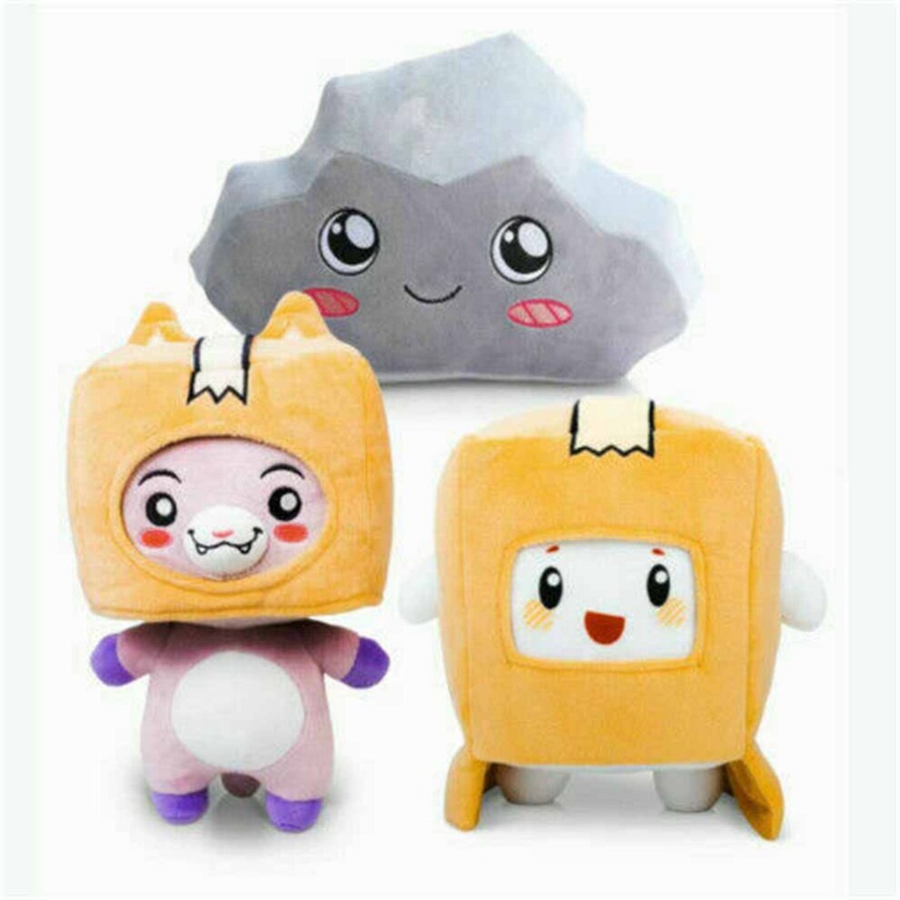 Childrens Soft Toys 3PCS Set Dolls Lankybox BOXY-FOXY-ROCKY Plush Toy Figure Doll Gift Kids Birthday Gift for Girl