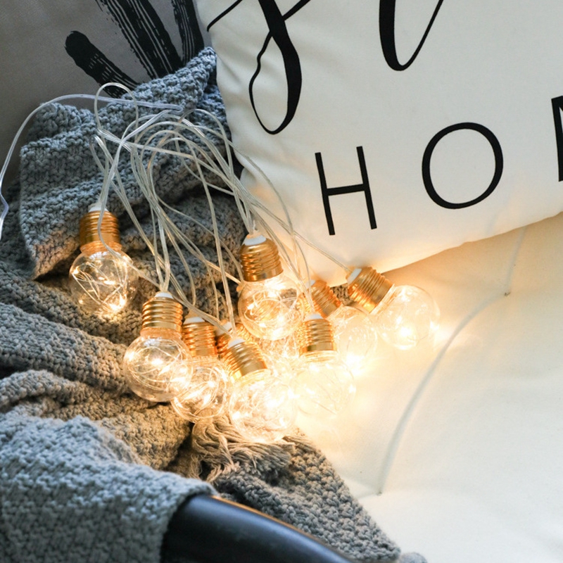 10 Battery Powered Warm White Led Light Bulb String Christmas Decor Outdoor Indoor