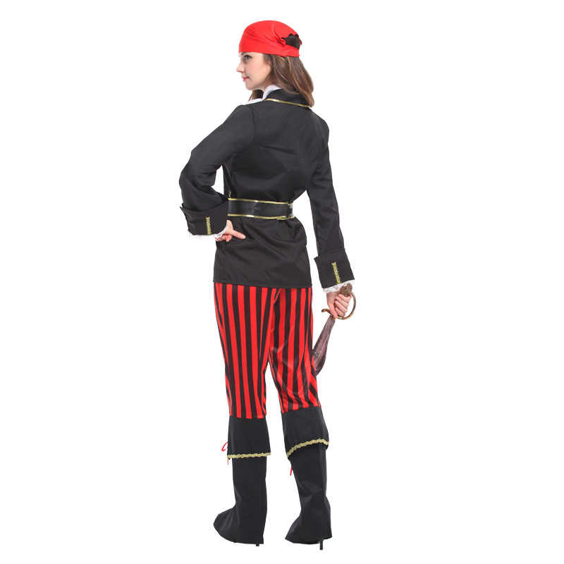 (155~165cm) Ladies Caribbean Pirate Woman Costume for Sea Buccaneer Fancy Dress Womens