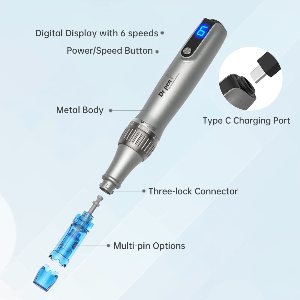 Dr.Pen M8S Wireless Microneedling Pen Kit Home Skin Care Tool for Anti-aging Acne Scars Wrinkles with Ten Nano Round Cartridges