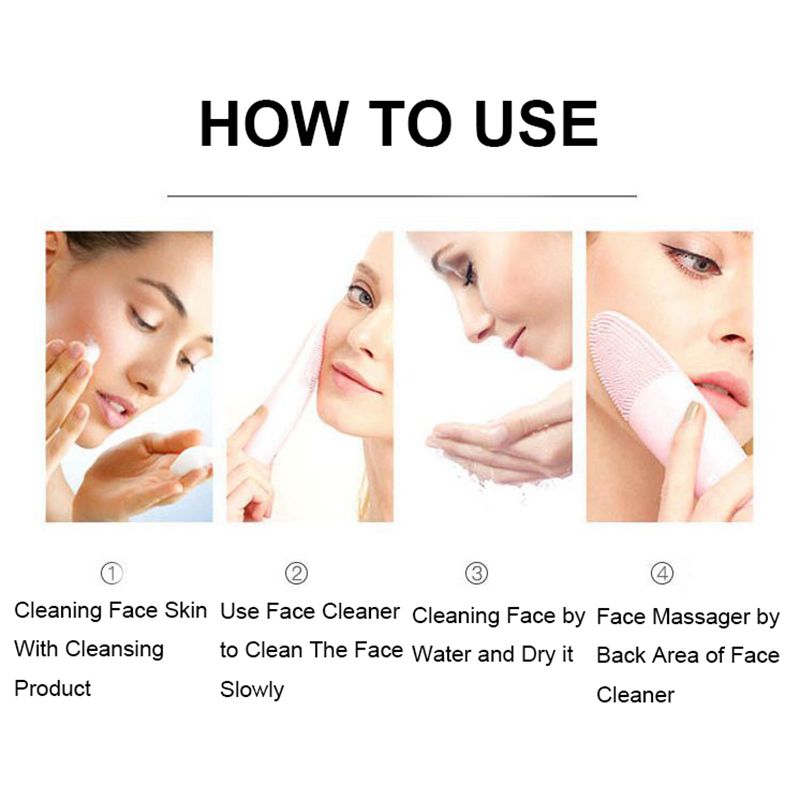 Mini Electric Facial Cleansing Brush Silicone Face Cleaner Deep Pore Cleaning Face Massage Skin Care Tool USB Charging Waterproof Wireless Charging