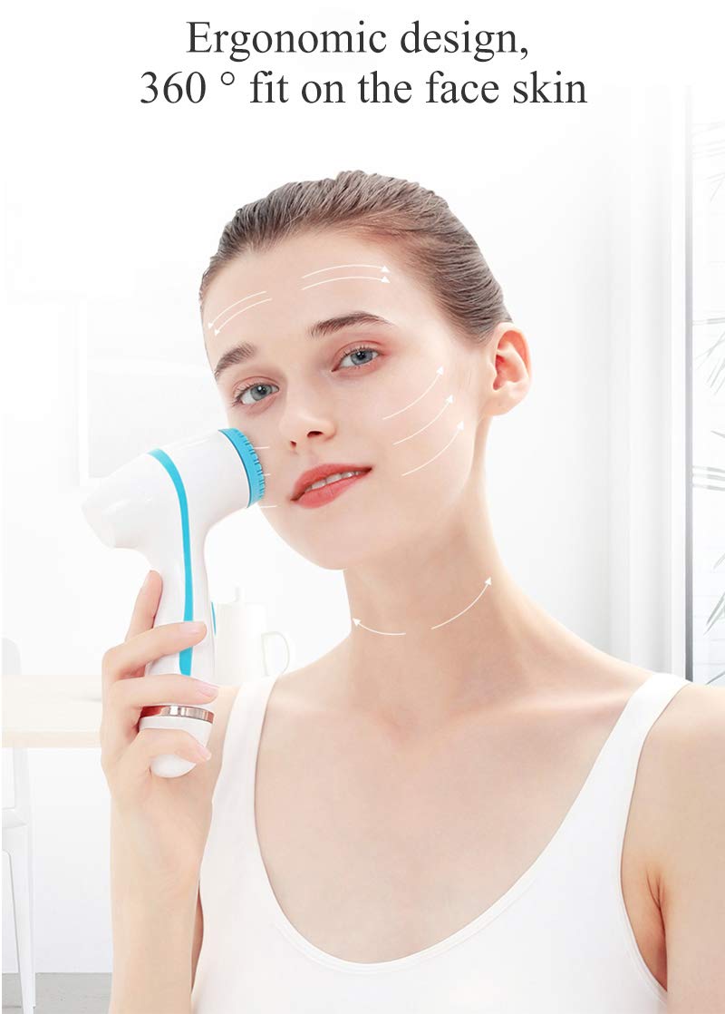 (Blue) Facial Cleansing Brush Silicone Electric Usb Cleaning Tools for Exfoliating And Blackhead Cleaning Pores